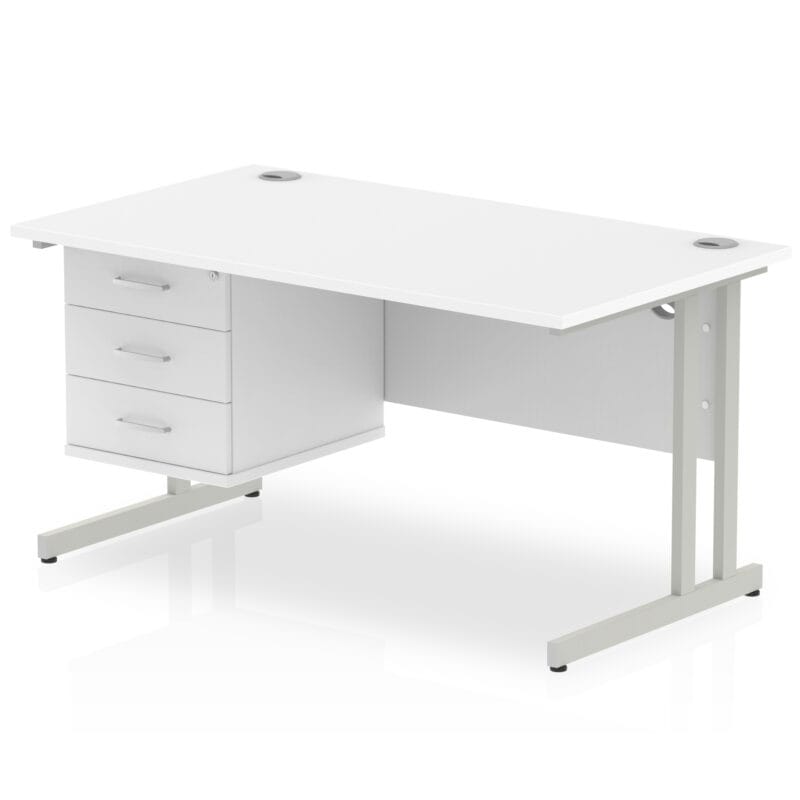 Impulse 1400mm Cantilever Straight Desk With Single Fixed Pedestal - Image 117