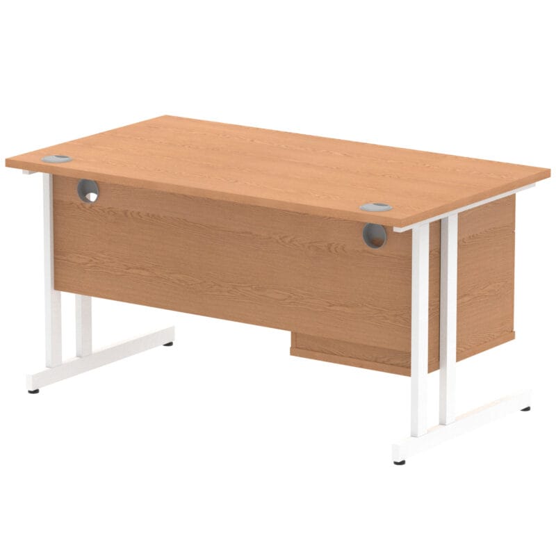 Impulse 1400mm Cantilever Straight Desk With Single Fixed Pedestal - Image 34