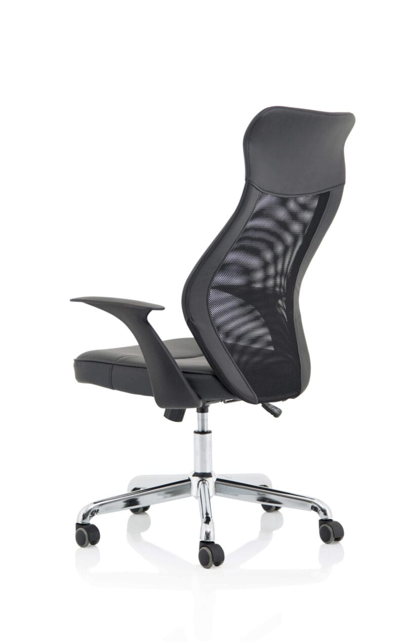Baye High Mesh Back Task Operator Black Leather Office Chair with Arms - Image 5