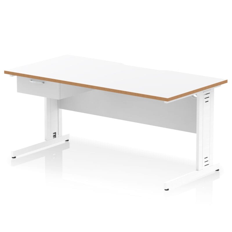 Impulse Scalloped Edge Cable Managed Straight Desk With Single One Drawer Fixed Pedestal - Image 39
