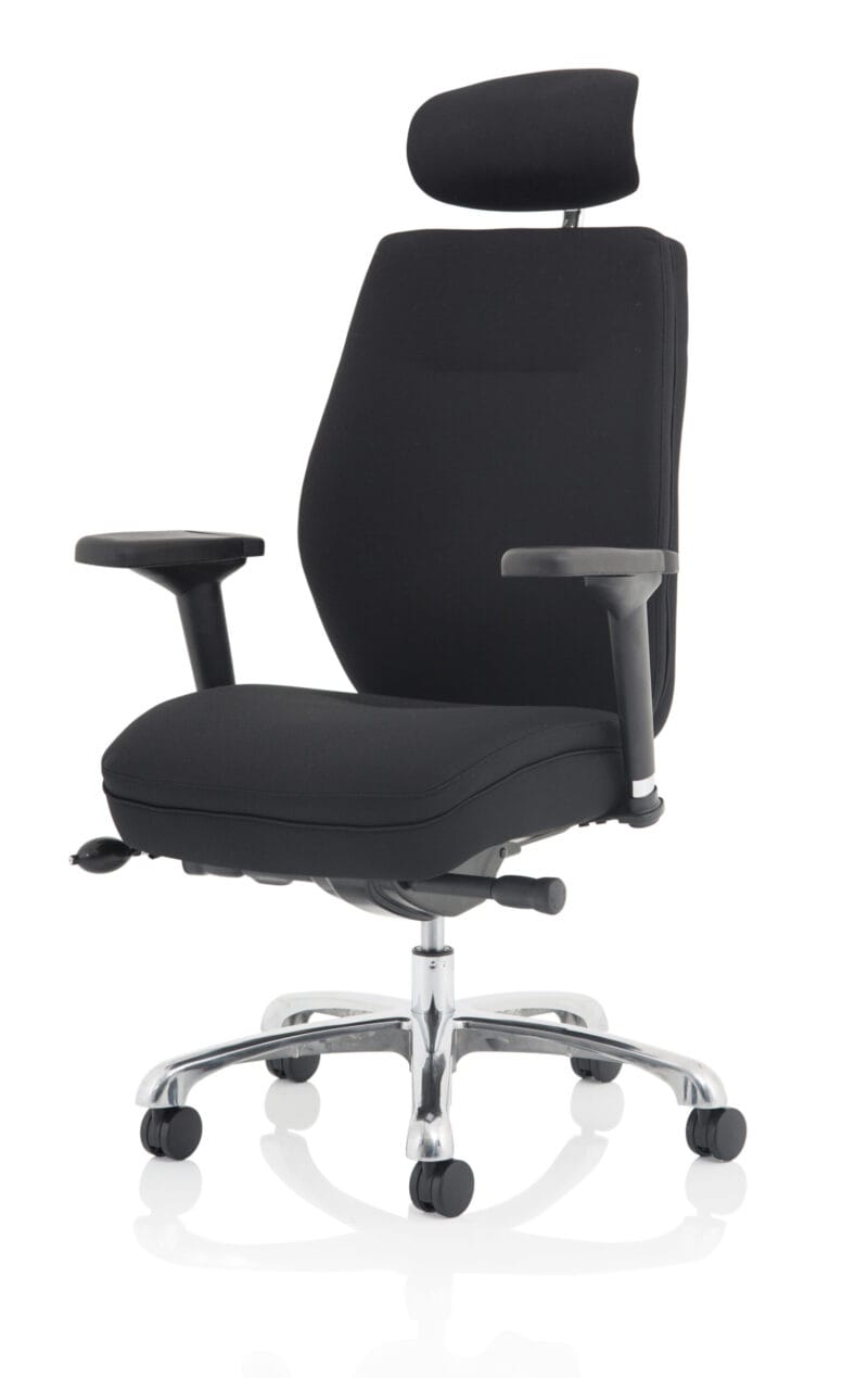 Domino High Back Black Ergonomic Posture Chair with Arms and Headrest - Image 11
