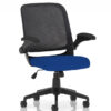 adjacent view blue seat of crew task mesh chair on workplace design uk