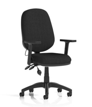 adjacent view of eclipse plus 2 medium back task chair with height adjustrable arms on workplace design uk